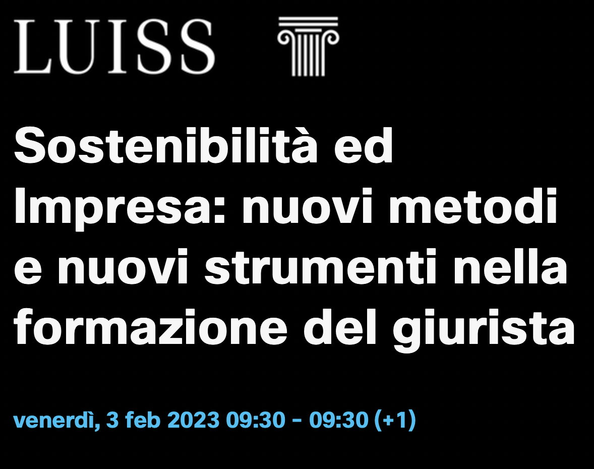 Sostenibilità ed Impresa. Nuovi metodi e nuovi strumenti nella formazione del giurista